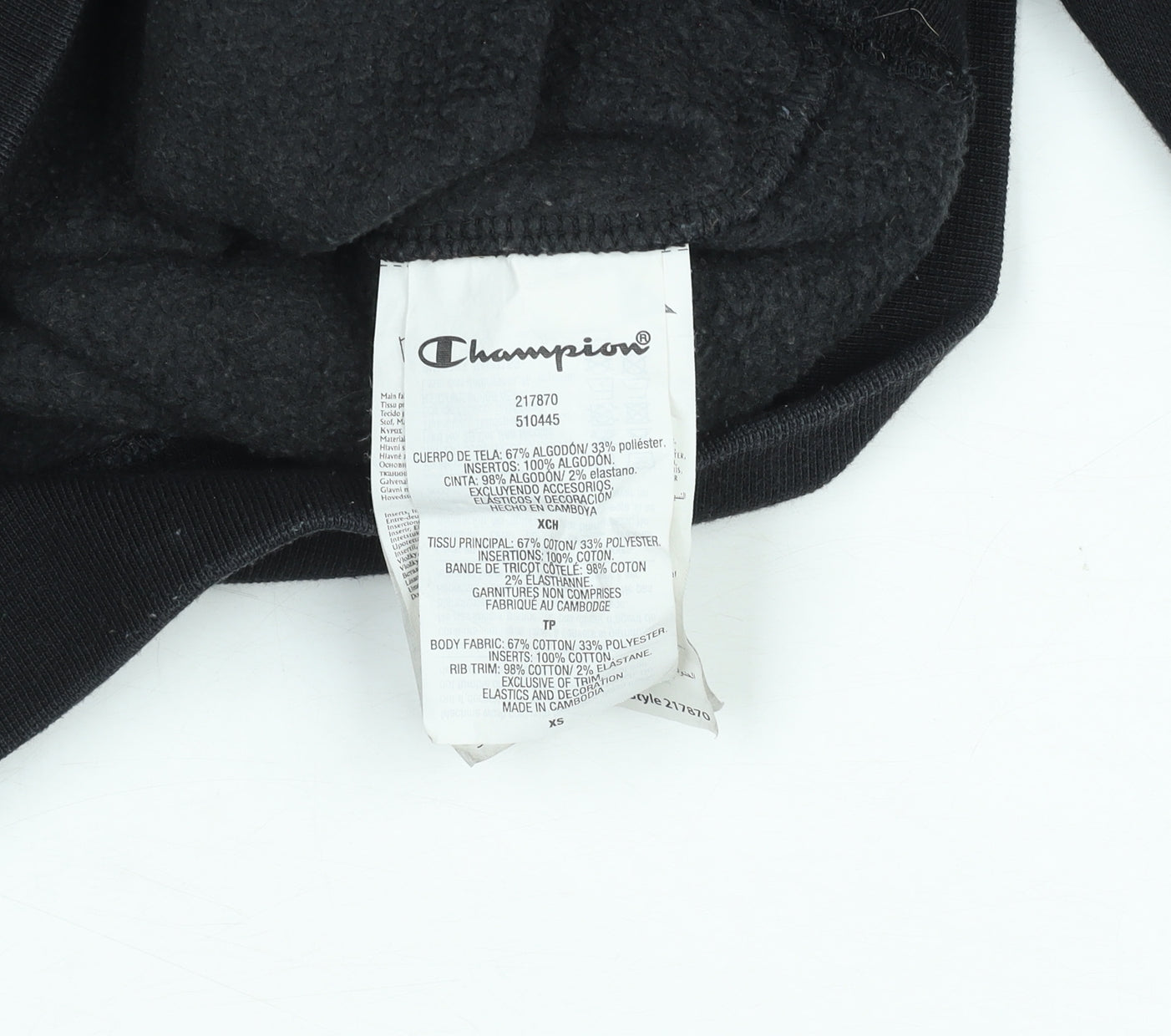 Champion Women Black XS Pullover Sweatshirt Crew Neck Logo Fleece