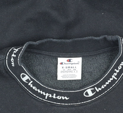 Champion Women Black XS Pullover Sweatshirt Crew Neck Logo Fleece