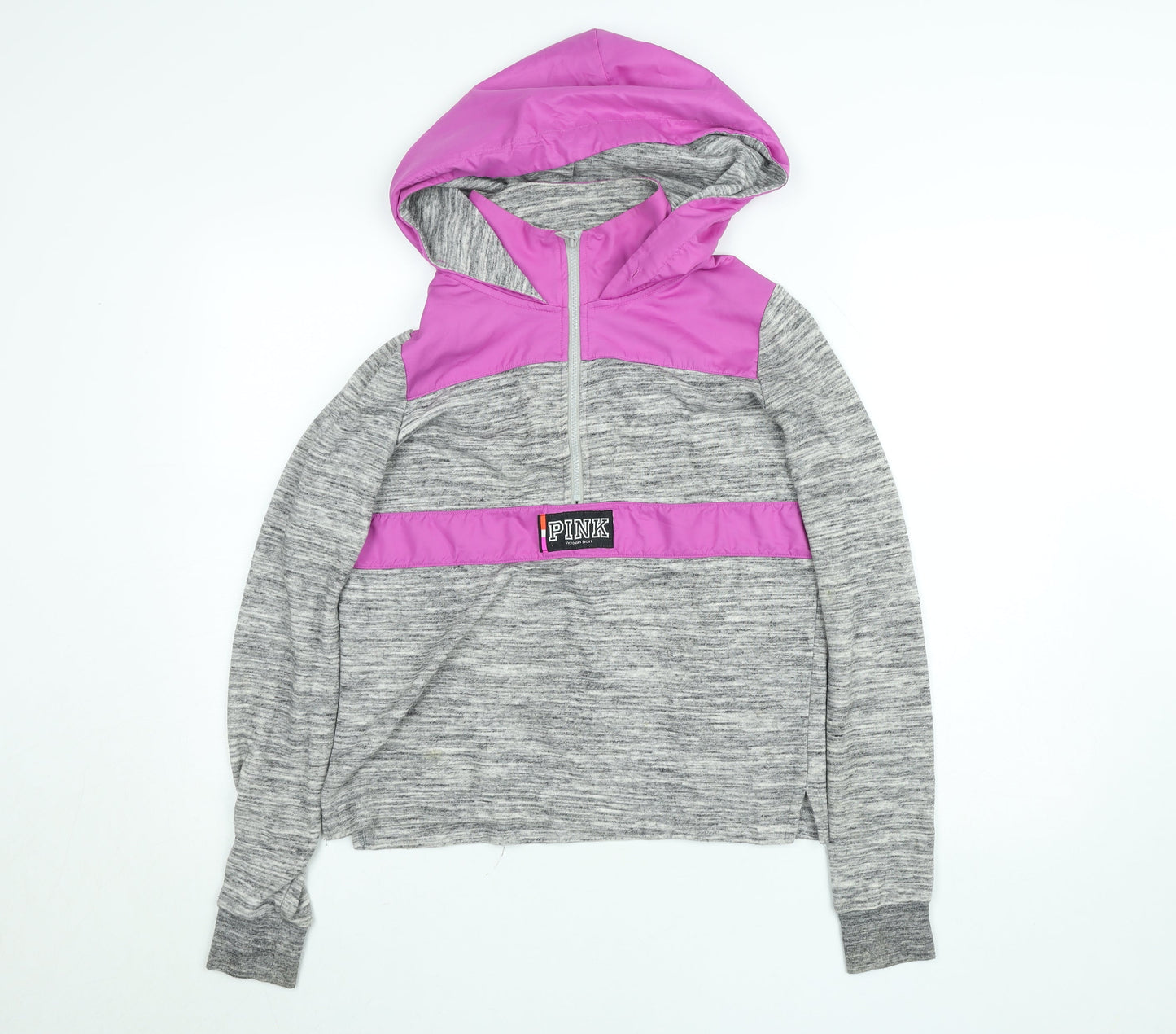 Womens UK Size XS Victoria's Secret PINK Grey Pullover Hoodie