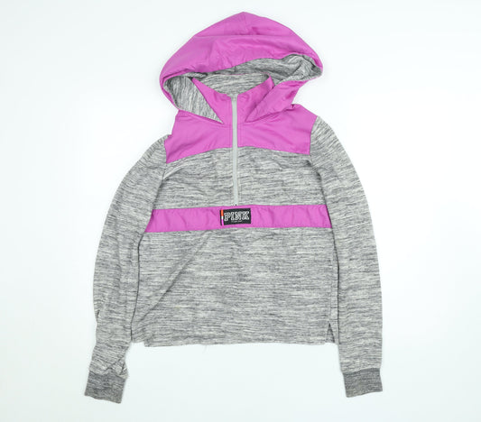 Womens UK Size XS Victoria's Secret PINK Grey Pullover Hoodie
