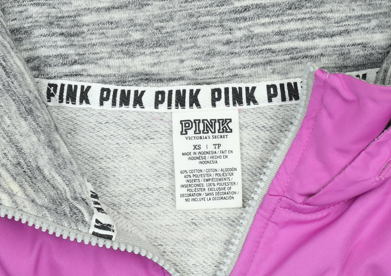 Womens UK Size XS Victoria's Secret PINK Grey Pullover Hoodie
