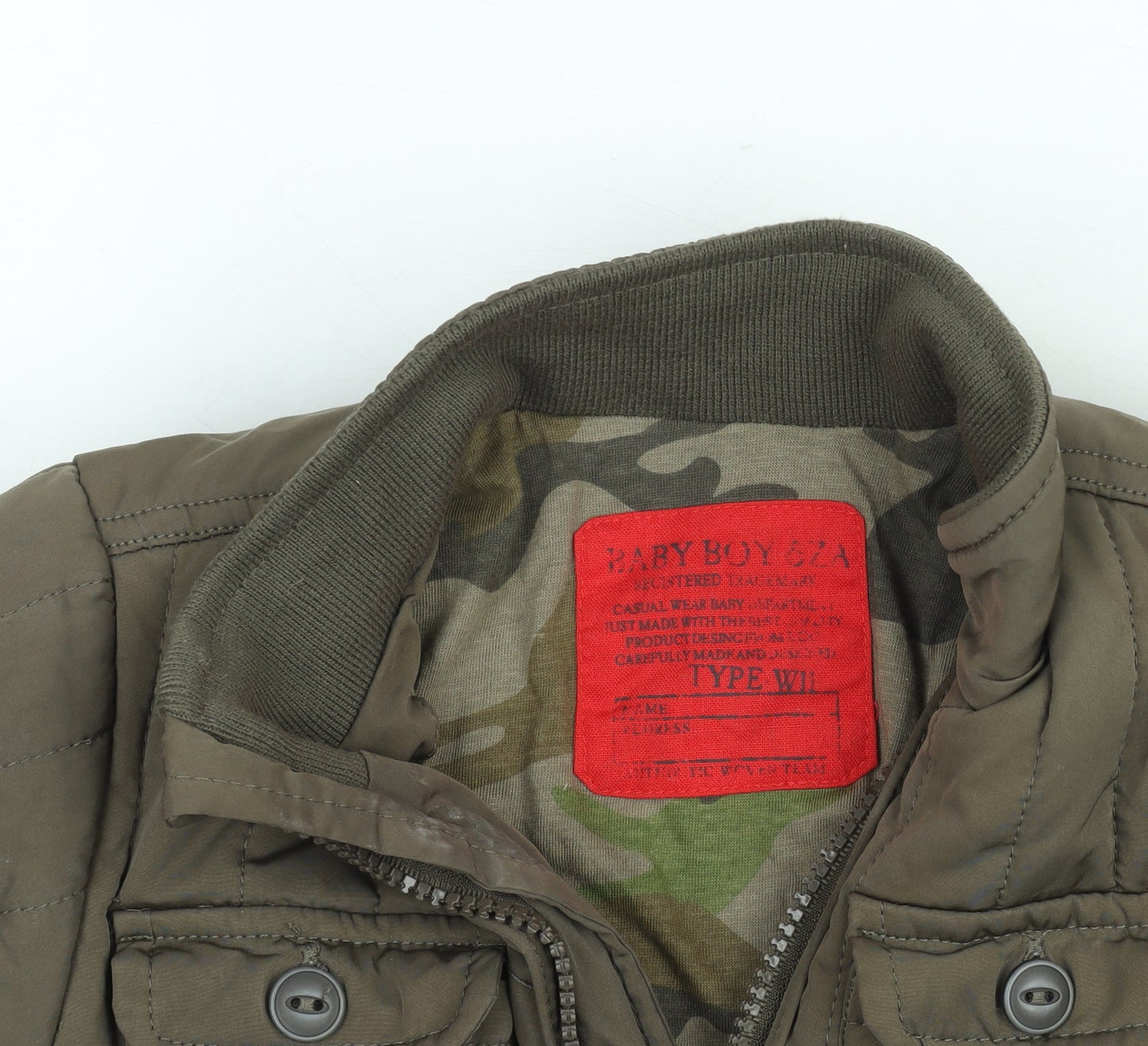 Baby Boy 82A Boys Brown Quilted Camouflage Jacket 18-24 Months