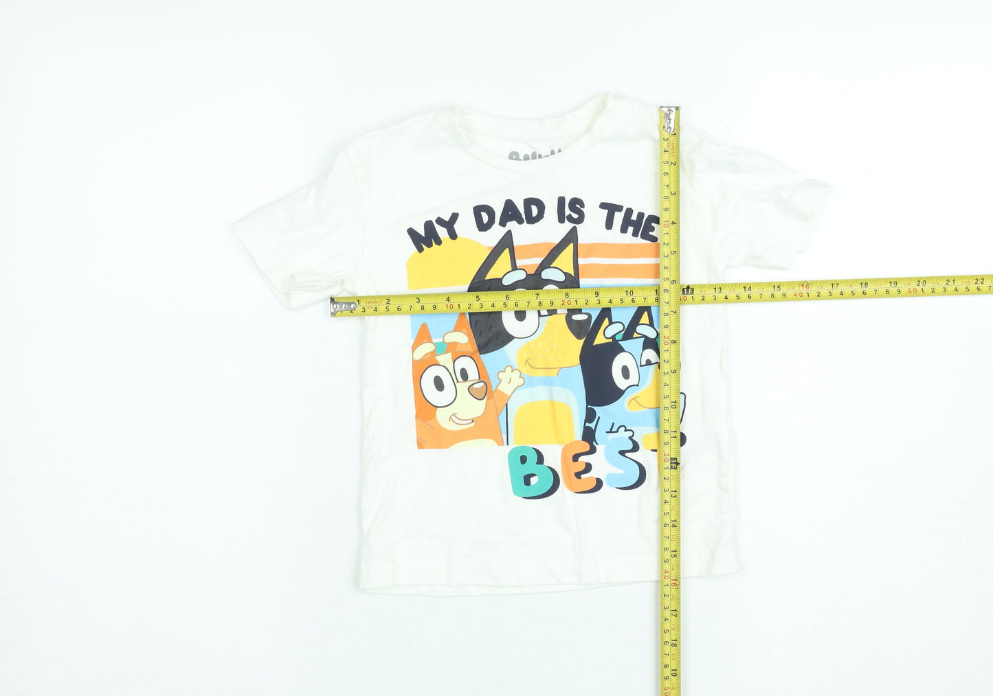 Nutmeg Boys White Bluey T-Shirt 2-3 Years Short Sleeve Cotton Top