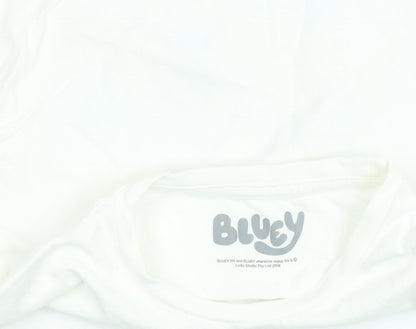 Nutmeg Boys White Bluey T-Shirt 2-3 Years Short Sleeve Cotton Top