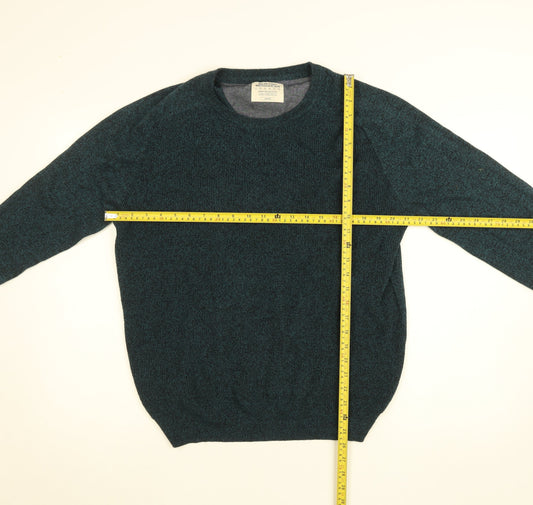 Burton Menswear London Men's Green Cotton Jumper L Crew Neck Knitwear