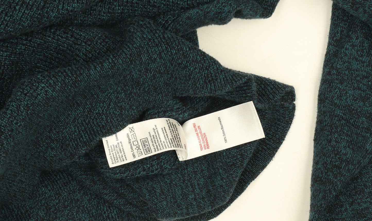Burton Menswear London Men's Green Cotton Jumper L Crew Neck Knitwear
