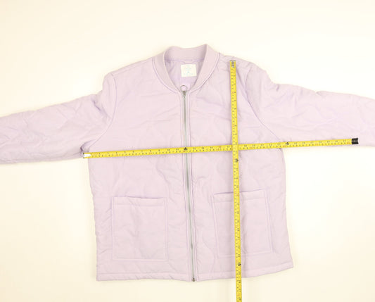 Primark Women Purple Quilted Bomber Jacket XL Full Zip Casual