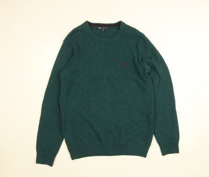 Crew Clothing Company Men's Green Lambswool Jumper M