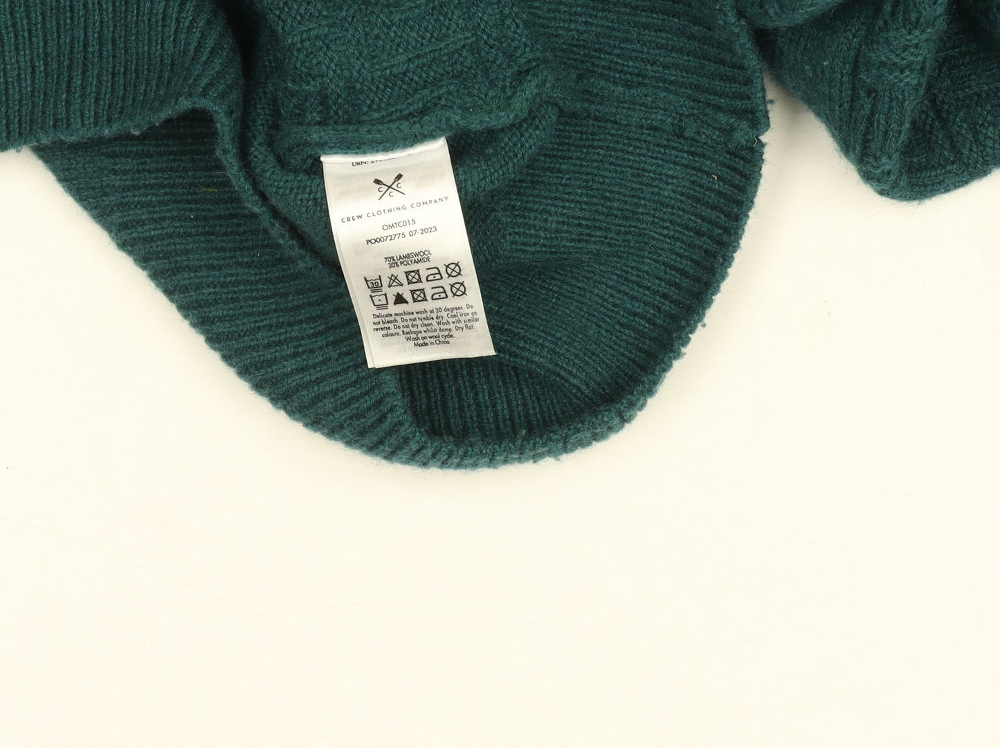 Crew Clothing Company Men's Green Lambswool Jumper M