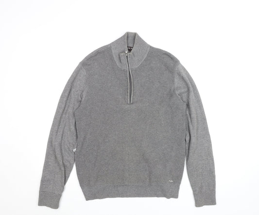 Michael Kors Men’s Grey Cotton 1/2 Zip Jumper Size S