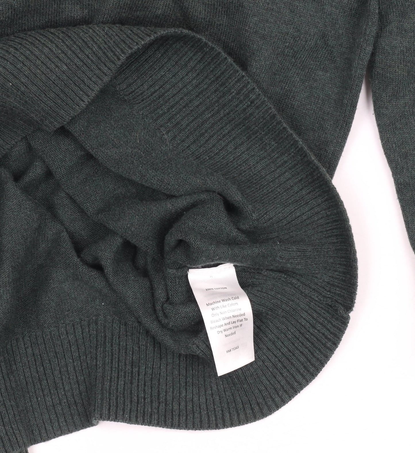 Mark Law Men's Green Cotton V-Neck Jumper Size M