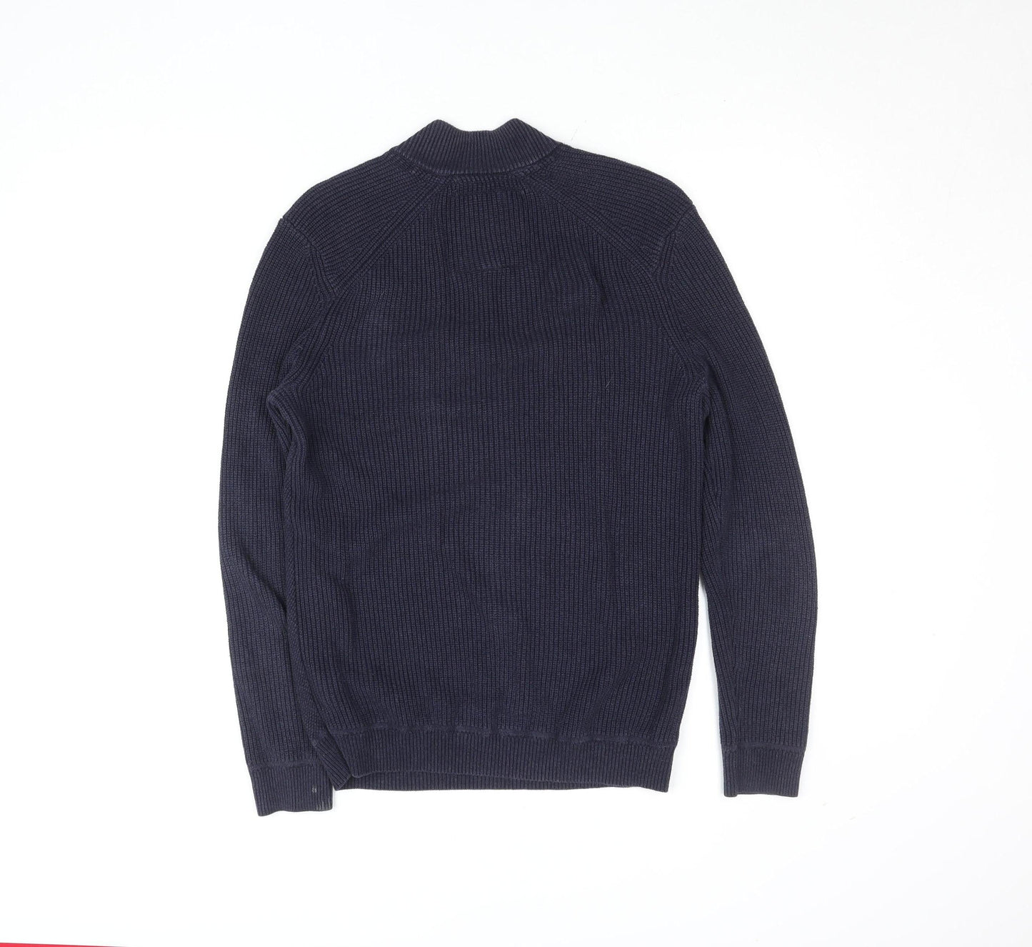 Diesel Men's Blue Cotton Blend 1/4 Zip Knit Jumper Size S