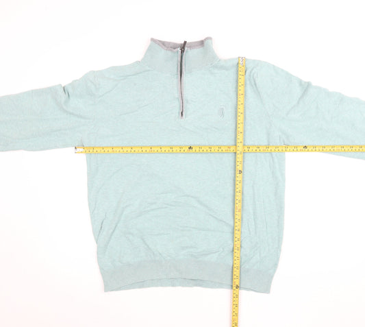 Padraig Harrington Men's Green 1/4 Zip Cotton Golf Jumper L