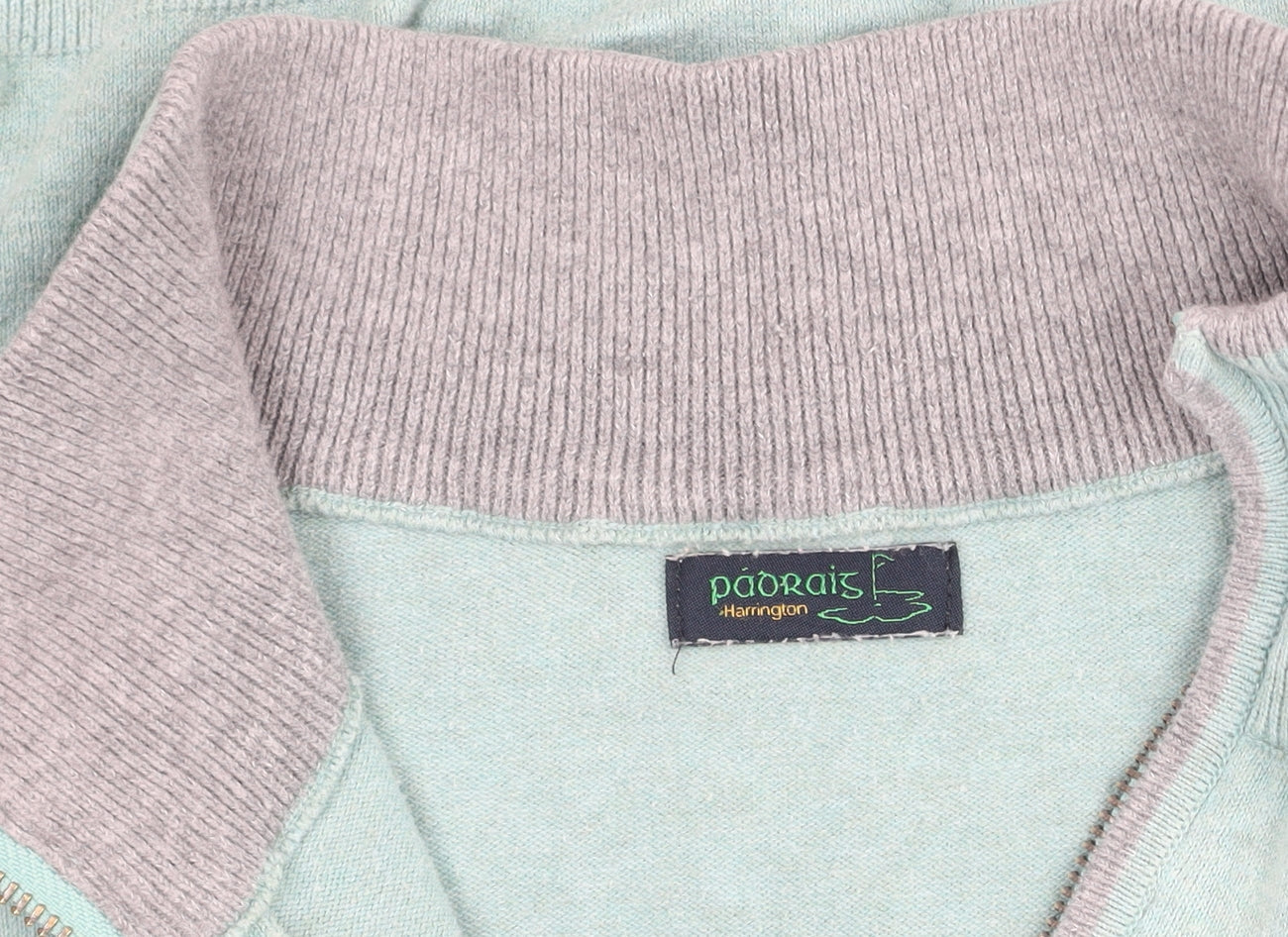 Padraig Harrington Men's Green 1/4 Zip Cotton Golf Jumper L