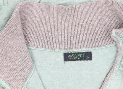 Padraig Harrington Men's Green 1/4 Zip Cotton Golf Jumper L