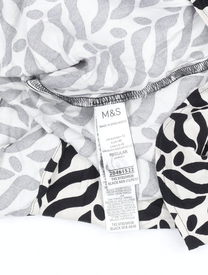 Marks and Spencer Women’s Black Animal Print Viscose Blouse Size 12