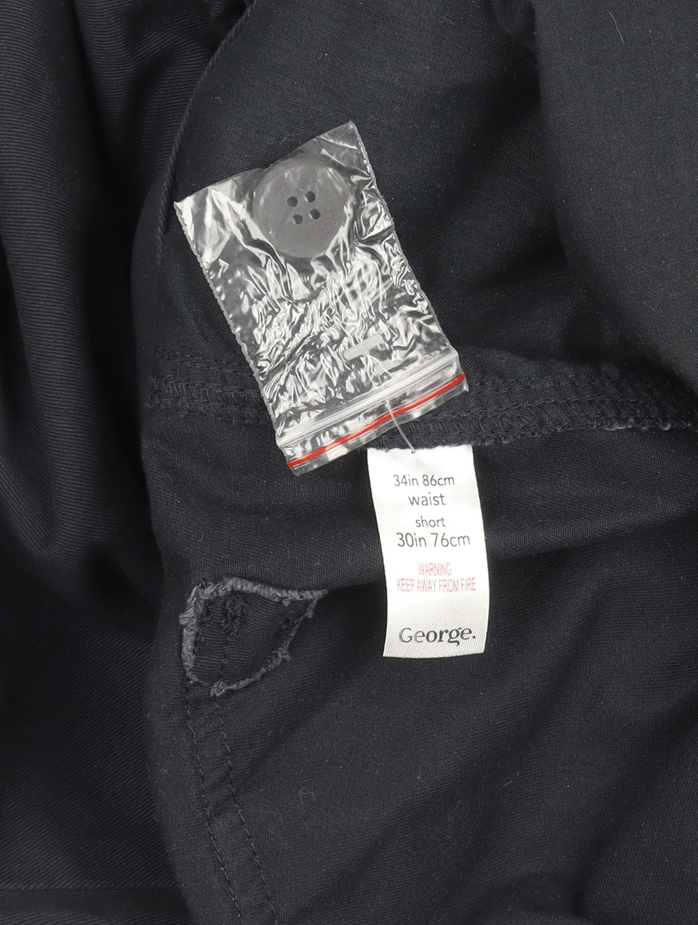 George Men’s Black Cargo Trousers 34W 30L Cotton Blend Casual