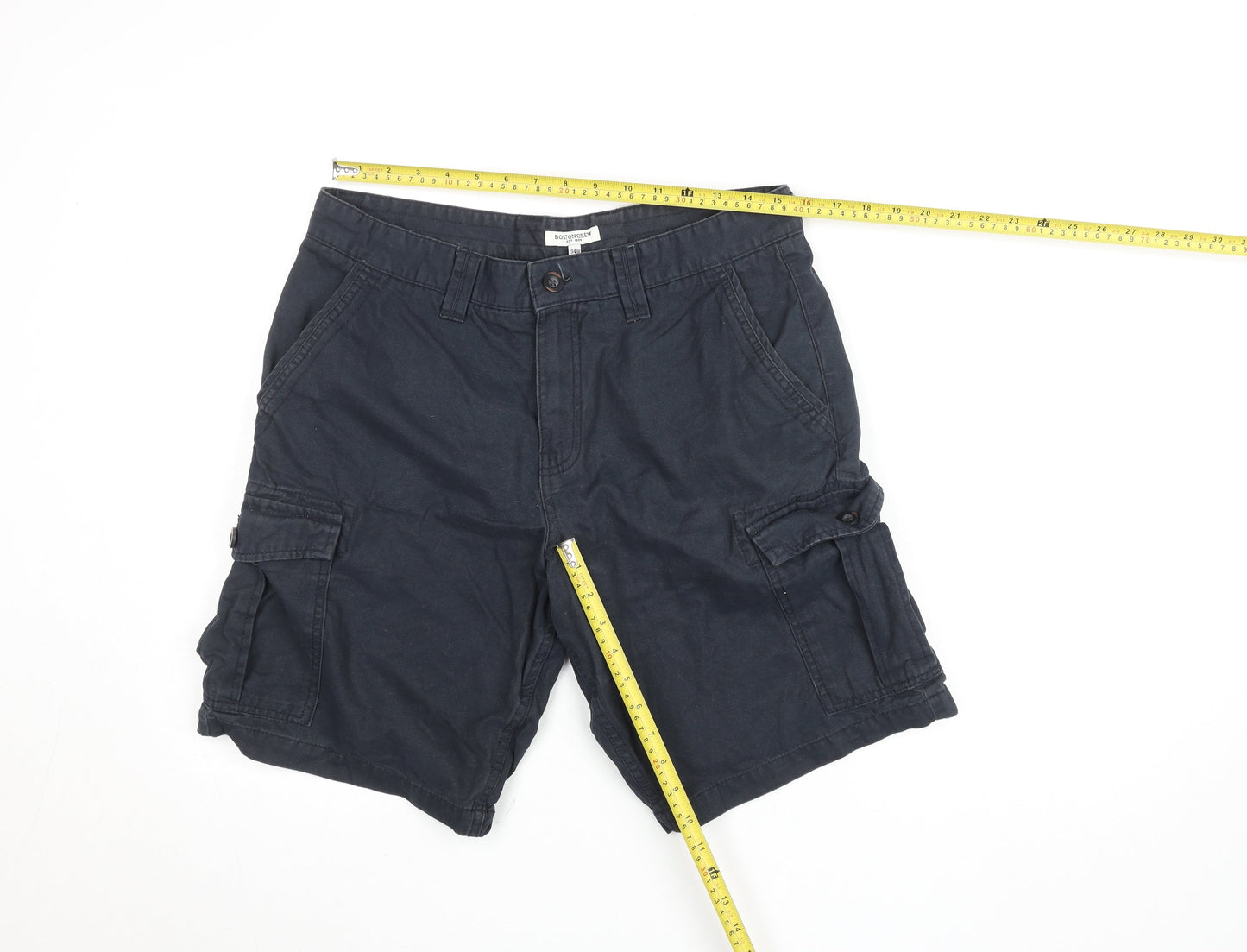 Boston Crew Men's Blue Cargo Shorts Size L 34W Cotton Canvas