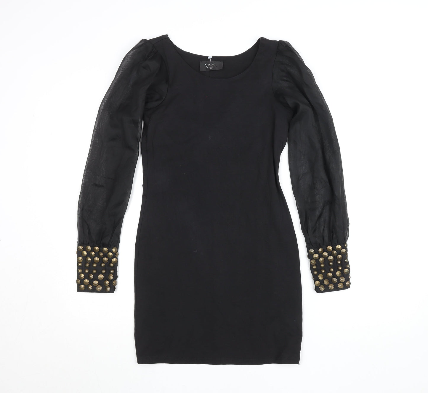 AX Paris Women’s Black Studded Sleeve Bodycon Party Dress Size 10
