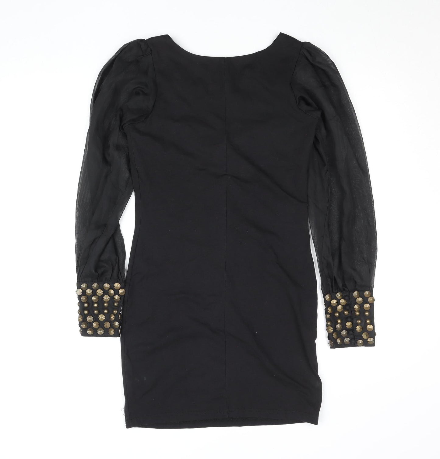 AX Paris Women’s Black Studded Sleeve Bodycon Party Dress Size 10