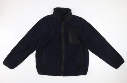 Primark Men’s Blue Fleece Puffer Jacket XL Animal Print Zip