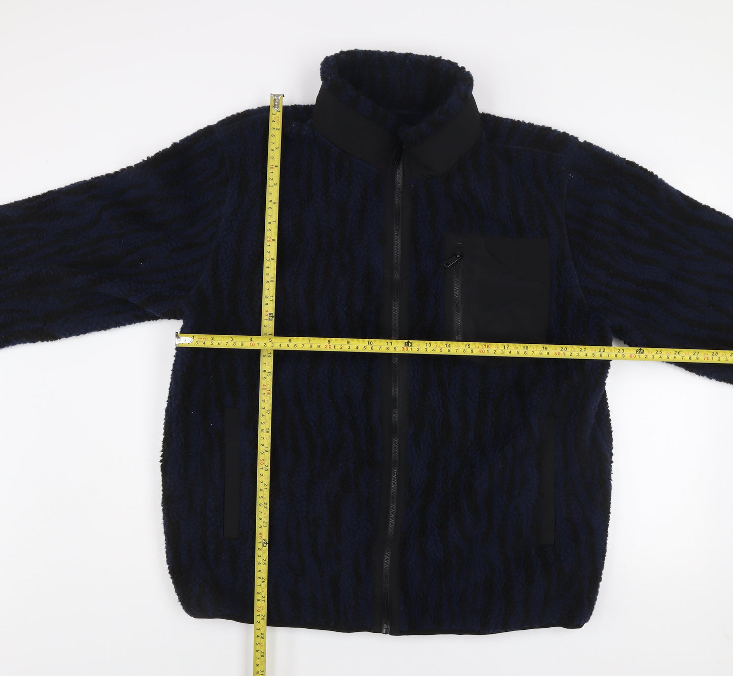 Primark Men’s Blue Fleece Puffer Jacket XL Animal Print Zip