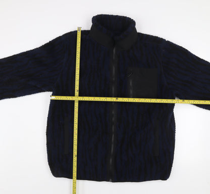 Primark Men’s Blue Fleece Puffer Jacket XL Animal Print Zip