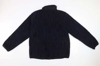 Primark Men’s Blue Fleece Puffer Jacket XL Animal Print Zip
