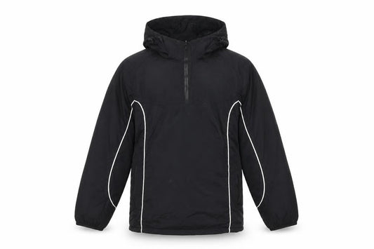 SWI Womens ’s Black Nylon Hooded Anorak Jacket Water Resistant Size 34