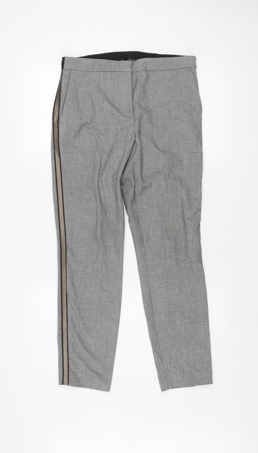 Zara Men's Grey Slim Fit Trousers with Side Stripe M