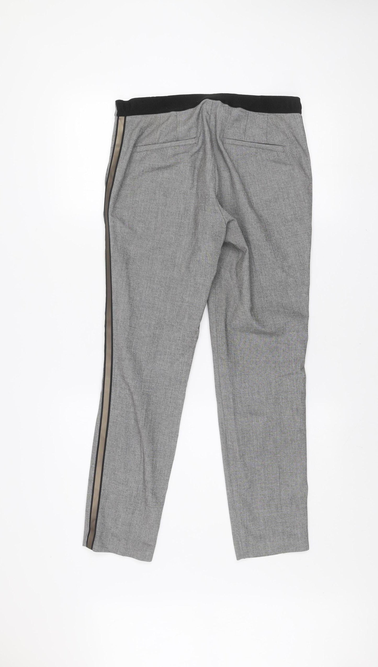 Zara Men's Grey Slim Fit Trousers with Side Stripe M