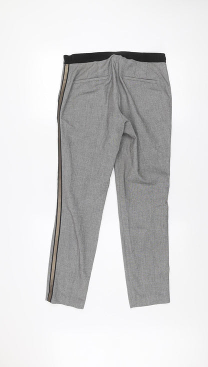 Zara Men's Grey Slim Fit Trousers with Side Stripe M