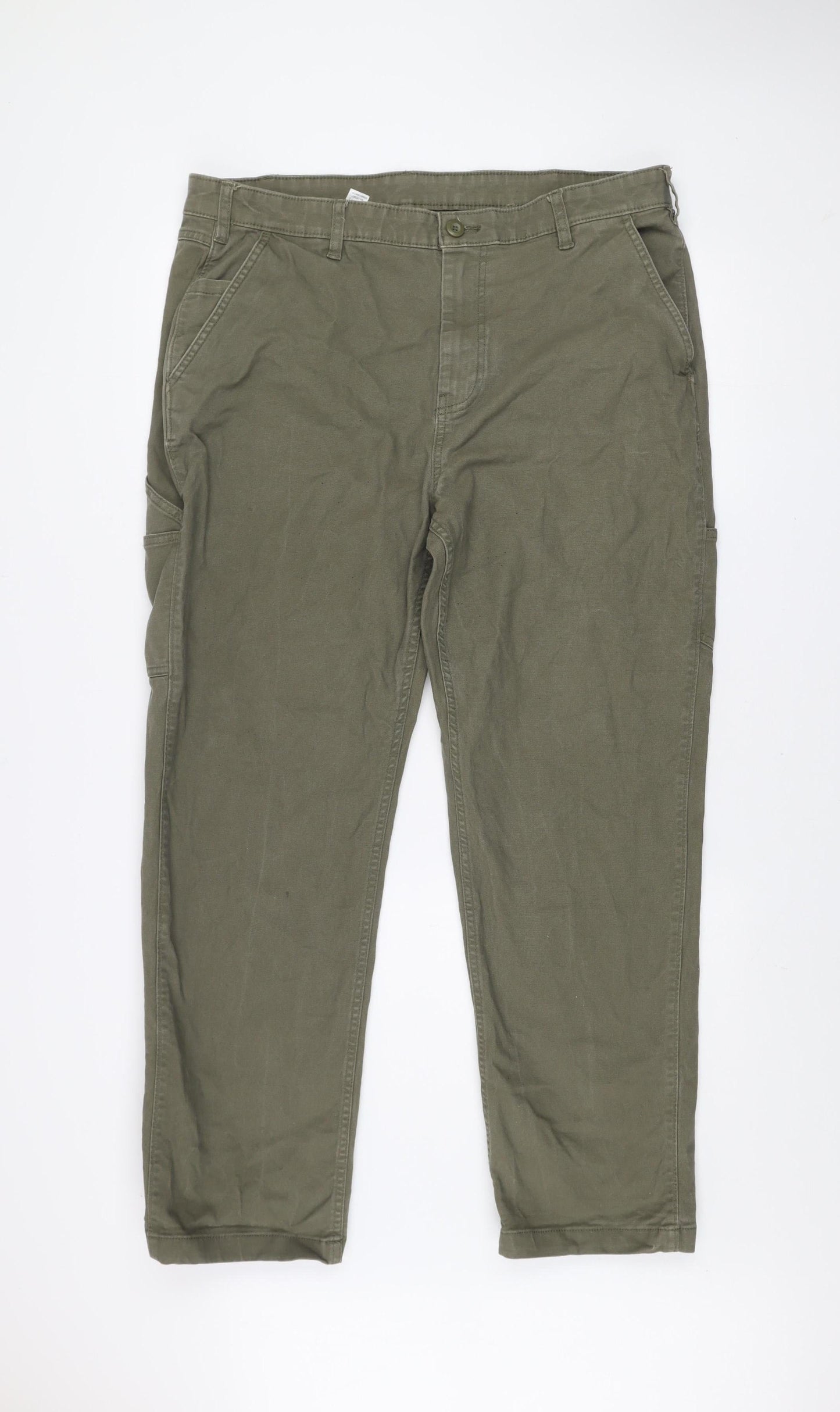 Dunnes Stores Men’s Green Cargo Trousers 36W 31L Cotton Stretch