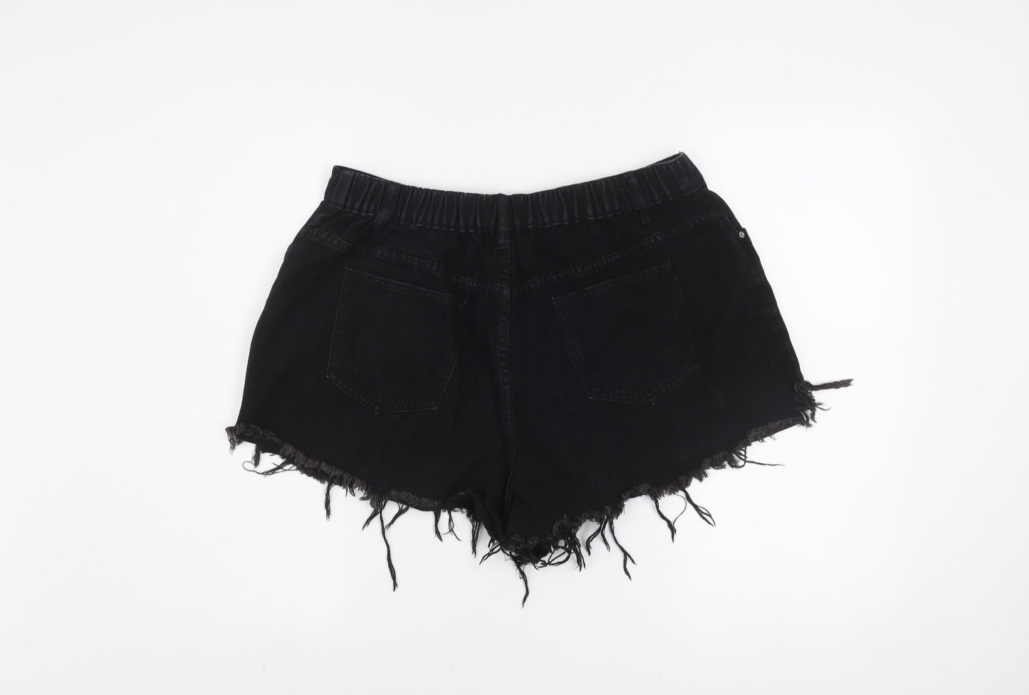 SHEIN Curve Black Studded Cut-Off Denim Shorts Women's Size 18