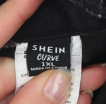 SHEIN Curve Black Studded Cut-Off Denim Shorts Women's Size 18