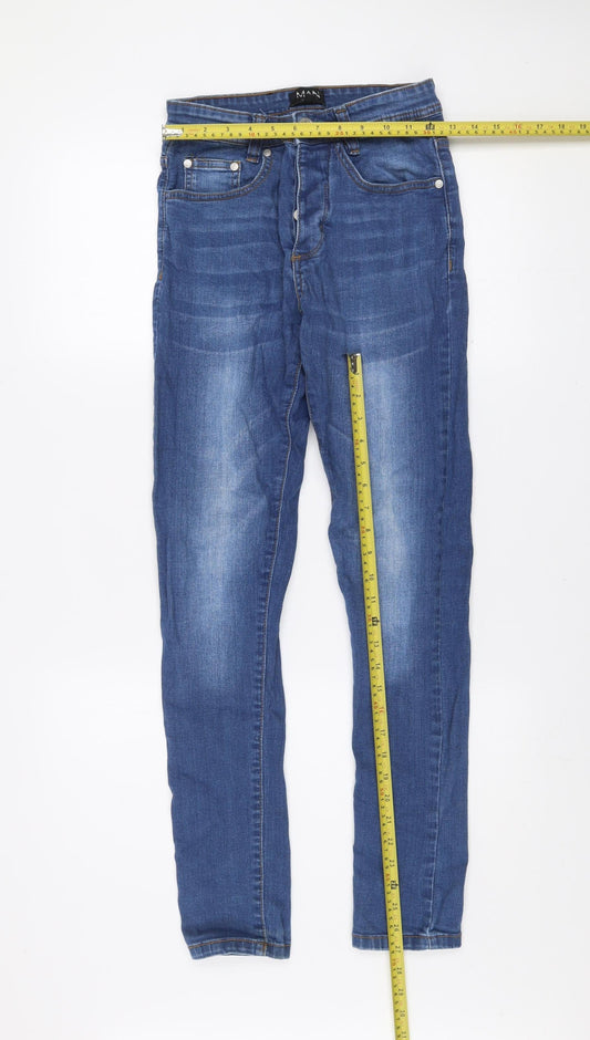 boohooMAN Men's Blue Slim Fit Stretch Denim Jeans Size 28