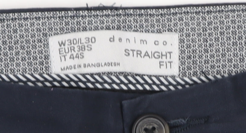 Denim Co. Men’s Blue Chino Trousers 30x30 Straight Fit