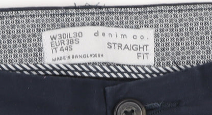 Denim Co. Men’s Blue Chino Trousers 30x30 Straight Fit