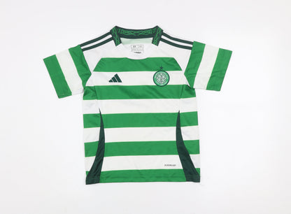 Adidas Boys Green White Striped Slim Fit Football Jersey Size 22
