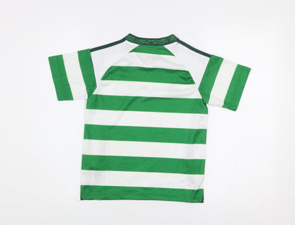 Adidas Boys Green White Striped Slim Fit Football Jersey Size 22