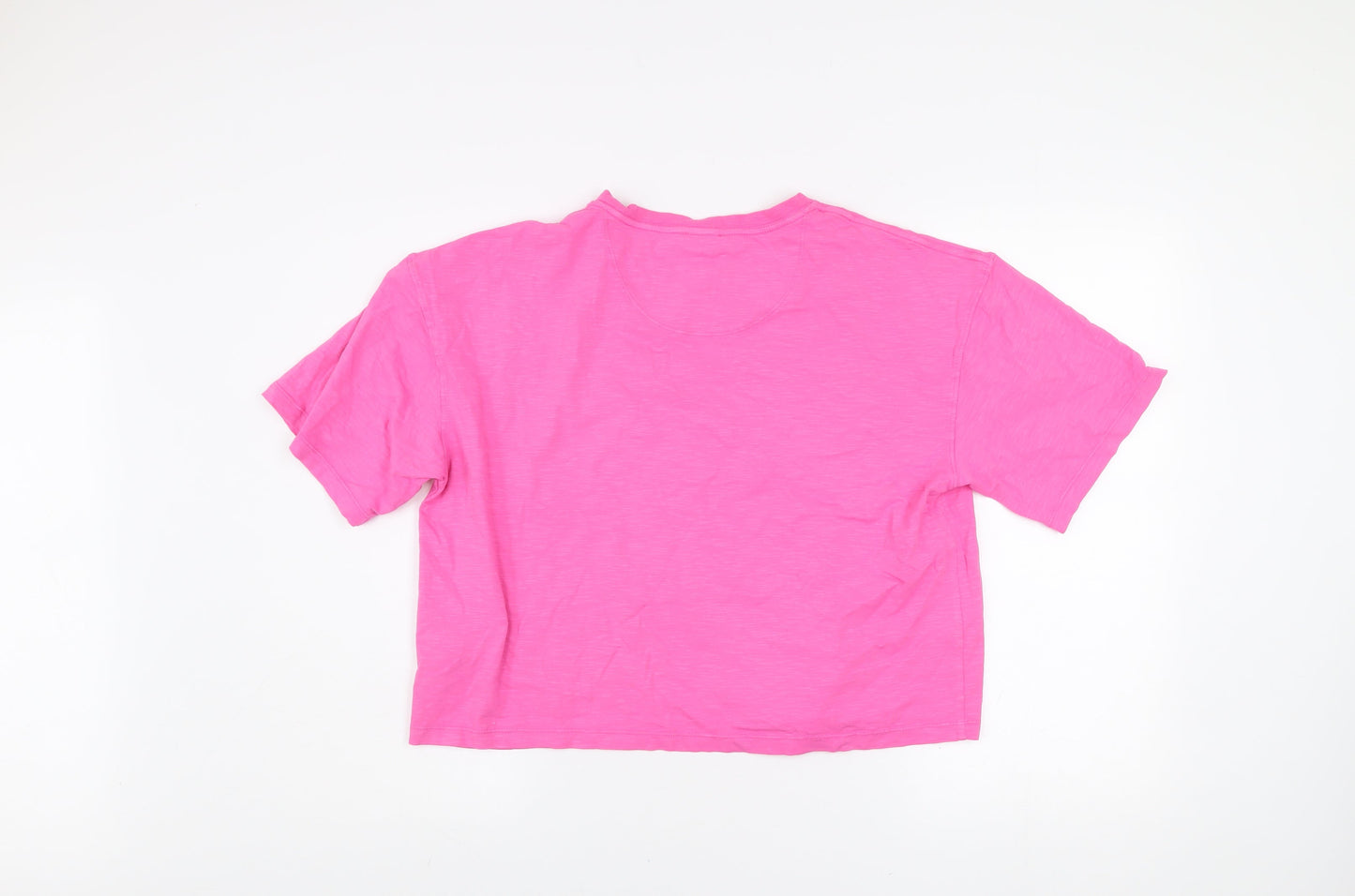 Womens UK Size L Gym+Coffee Pink Cropped T-Shirt