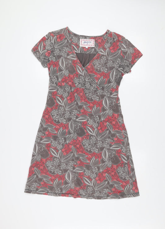 Mantaray Women's Red Floral Jersey A-Line Dress Size 10