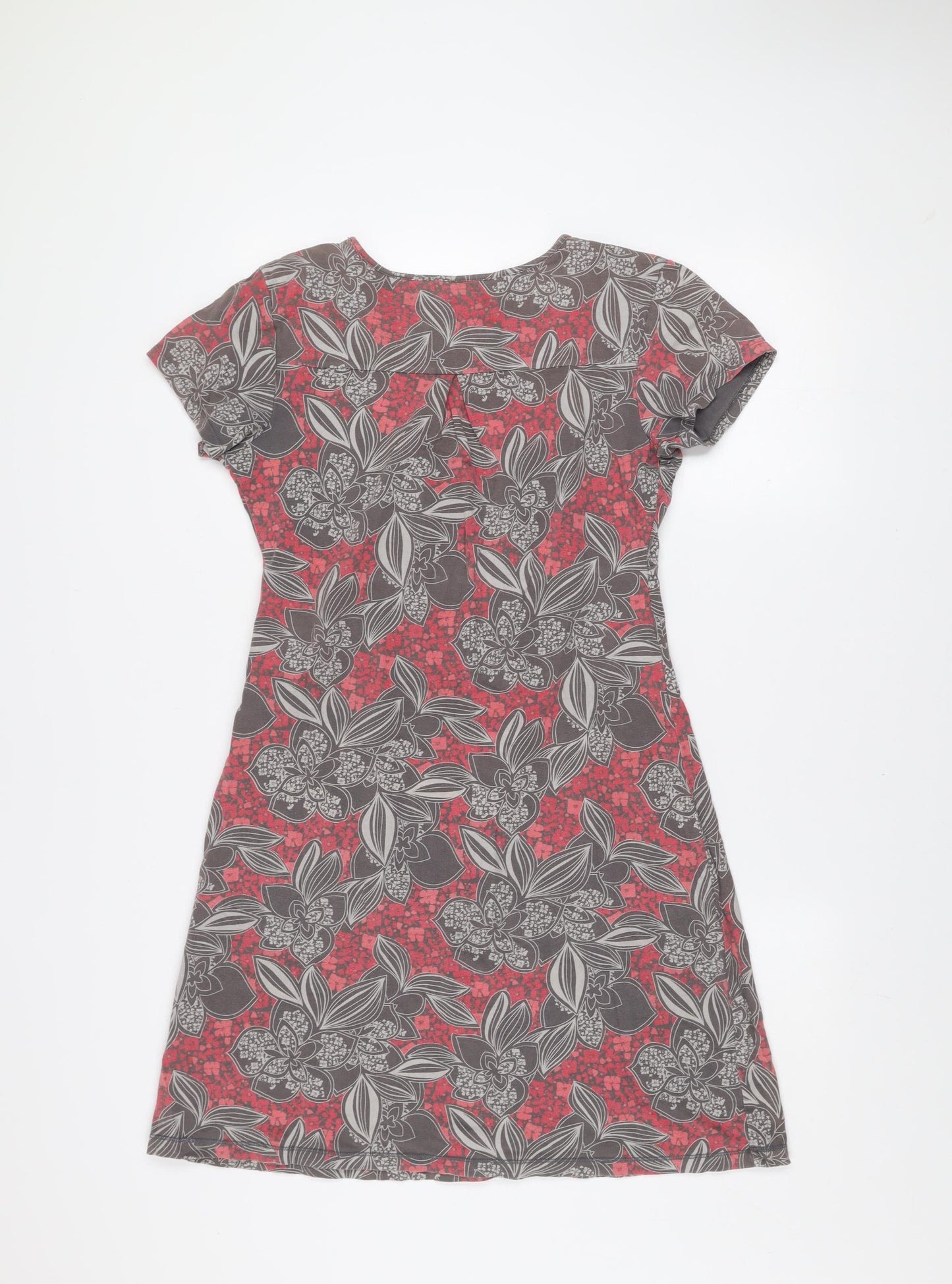 Mantaray Women's Red Floral Jersey A-Line Dress Size 10