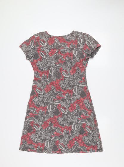 Mantaray Women's Red Floral Jersey A-Line Dress Size 10