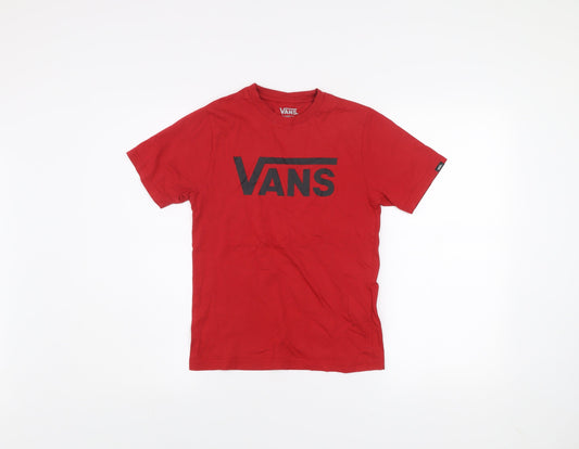 Womens UK Size S VANS Red Basic T-Shirt