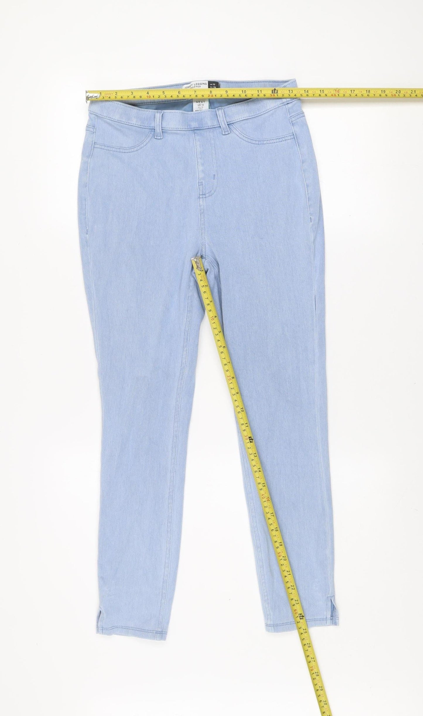 Next Women Blue Cropped Slim Fit Stretch Denim Jeans Size 10