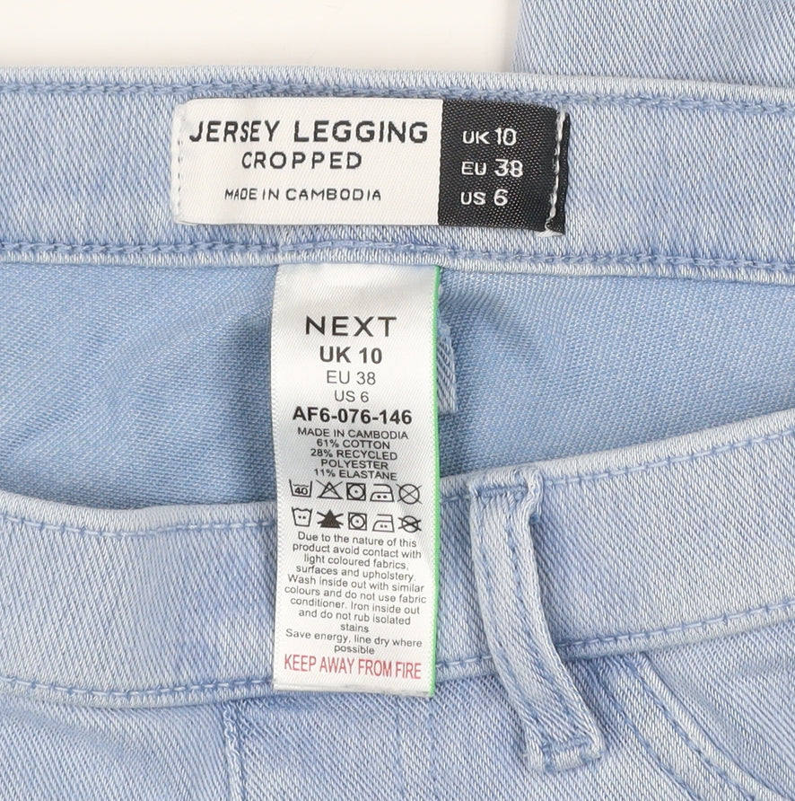 Next Women Blue Cropped Slim Fit Stretch Denim Jeans Size 10