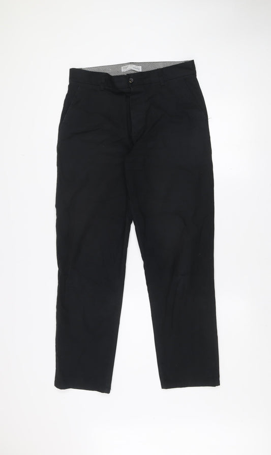 Denim Co. Men's Black Straight Fit Chino Trousers W30 L30