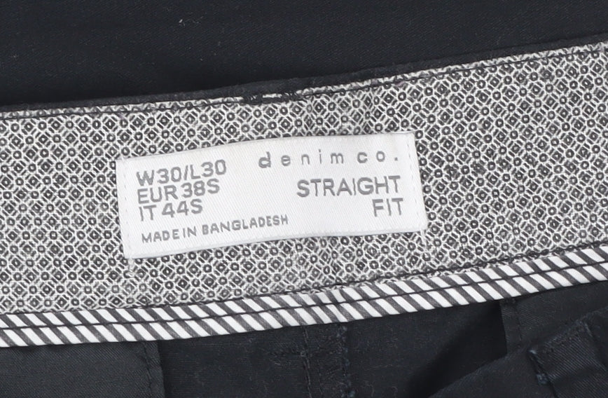 Denim Co. Men's Black Straight Fit Chino Trousers W30 L30