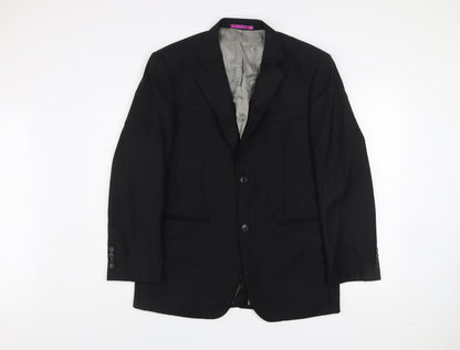 Roberto Gallini Signature Men's Black 40S Pinstripe Wool Blend Suit Jacket